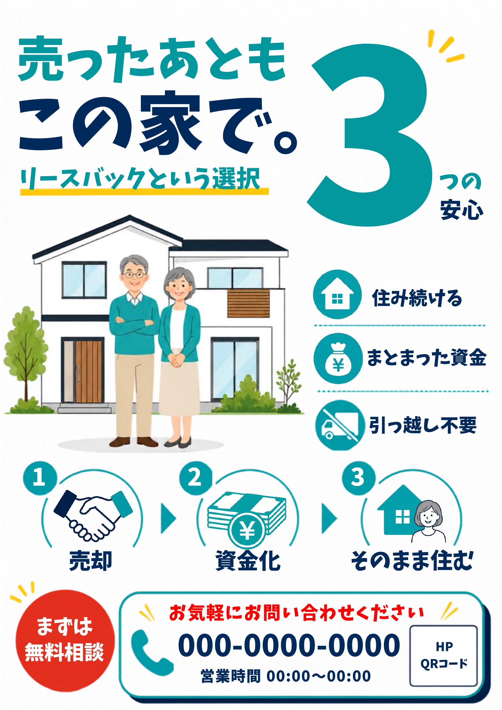 リースバックチラシテンプレート｜青基調｜シンプル